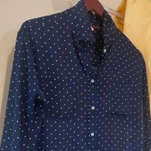 White Polka Dot Navy Blue Shirt